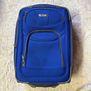 Delsey 26" 2 wheeled expandable blue luggage